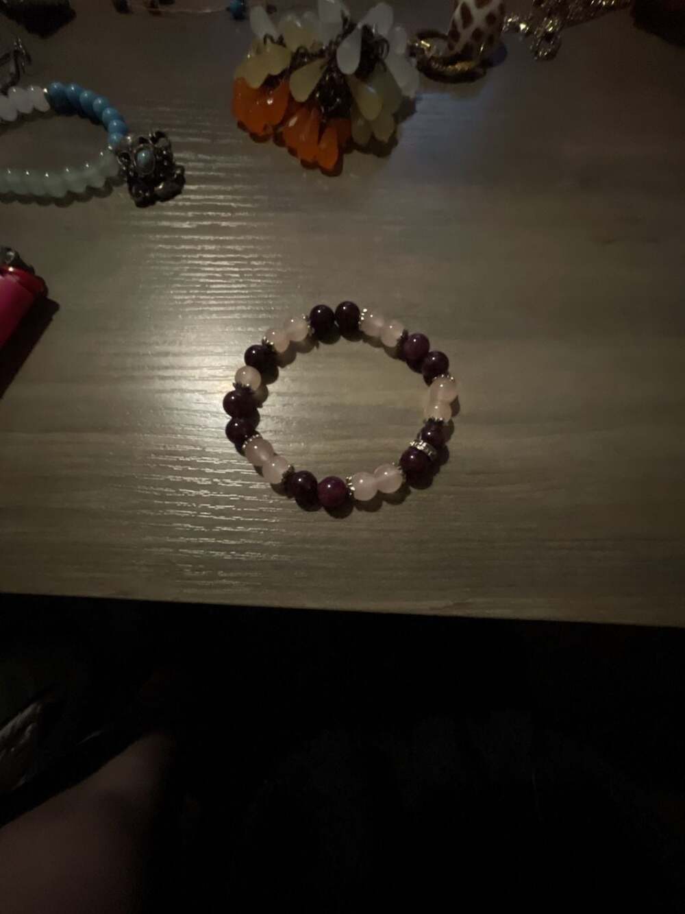 Beaded Stretch Bracelet Rose Quartz Amethyst Gemstone